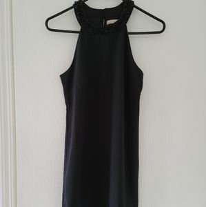 Banana Republic Sz 00 Petite Sleeveless Dress Black Mock Neck Keyhole Back Mini